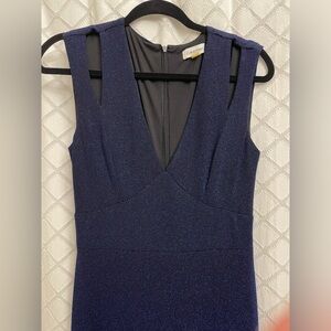navy sparkily, fitted calvin klein formal dress